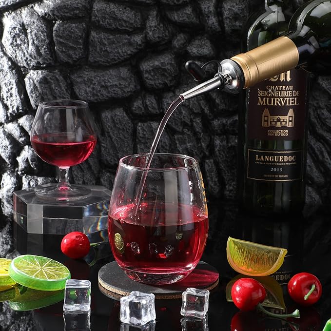 Epakh 120 Pieces Liquor Pour Spout for Bottles Bulk, Stainless Steel Speed Liquor Spout Wine Alcohol Pourers with Siamese Rubber Cap Bar Alcohol Olive Oil Tapered Fits Bottle Mouth 3/4 Inch