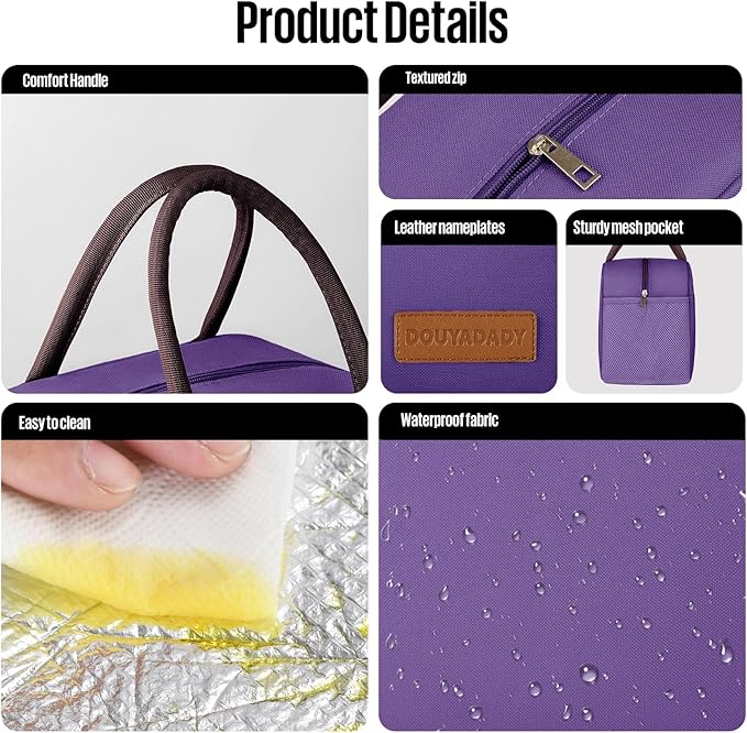 douyadady Lunch Bag Women/Men Lunch Box Women/Men (Dark purple)