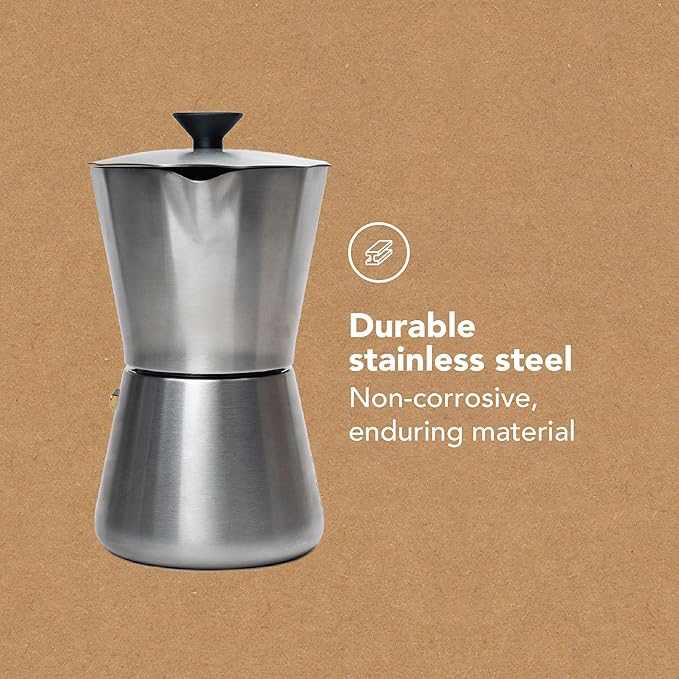 MiiR New Standard Moka Pot, 10oz - Durable Stainless Steel Coffee Maker for Rich Espresso Strength Brew