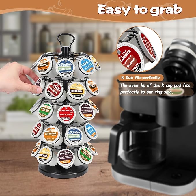 BLACKSMITH FAMILY 40 Pods Capacity Very Easy Assembly K Cup Holders,K Cup Holder, K Cups Holder,K Cup Carousel, Coffee Pods Holder Storage Organizer Stand