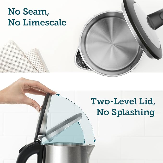 Cosori Electric Kettle, No Plastic Inner Lid, Filter & Spout, Stainless Steel Tea Kettle, Automatic Shut Off & Boil-Dry Protection, Durable Tea Kettle Boiler & Heater, 1.5L/1500W, Silver