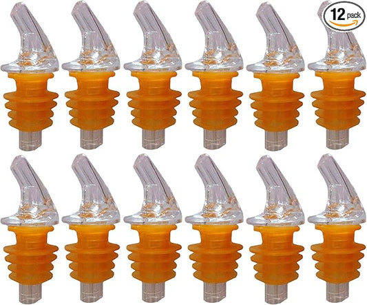 1 Dozen Large Amber Cork Free-Pour Spout - Great for Wide-Neck Liquor Bottles, Including 1.75 Liter Bottles