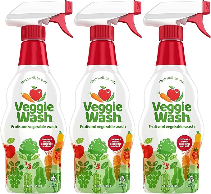 Veggie Wash Fruit and Vegetable Wash, Produce Wash and Cleaner, 16-Fluid Ounce, Pack of 3, Packaging May Vary