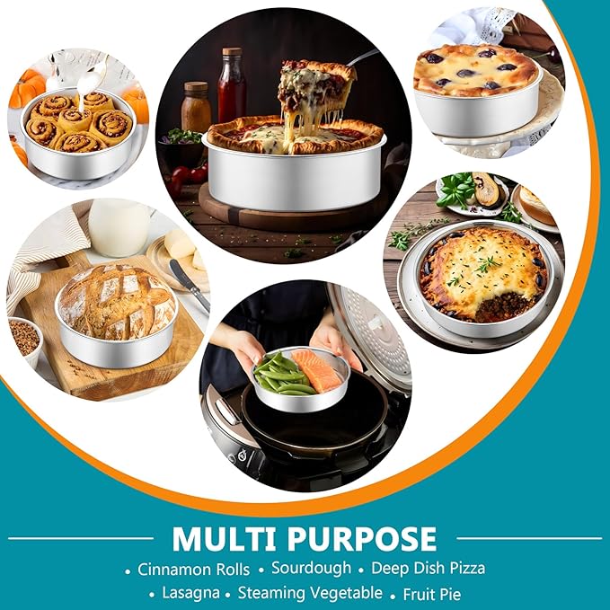 P&P CHEF 5 Inch Cake Pan Set of 2, Stainless Steel Round Baking Layer Cake Pans, Non Toxic & Healthy, Leak-proof & Easy Clean, Mirror Finish & Easy Releasing, Oven & Dishwasher Safe