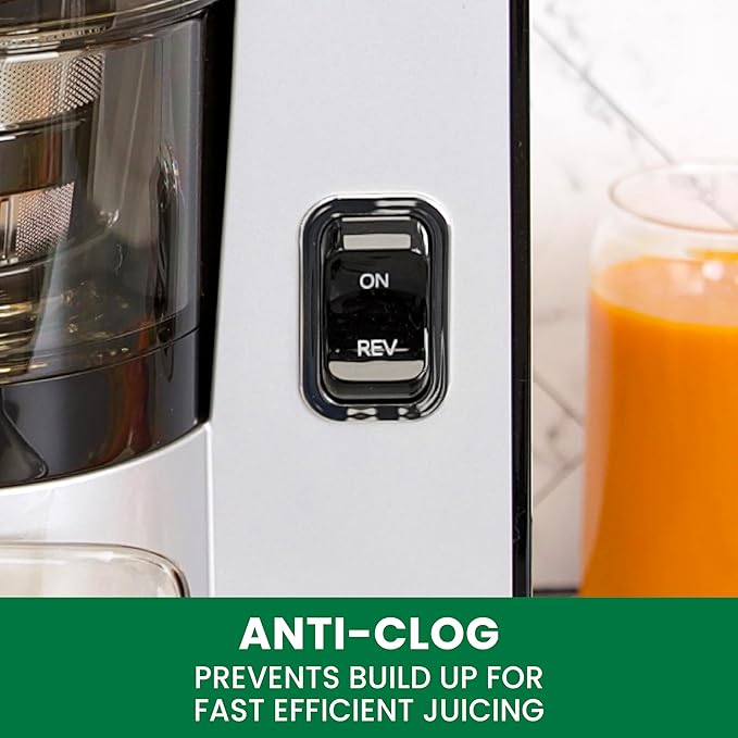 Omega Juicer Cold Press Vertical 43 RPM Slow Masticating Compact Juice Extractor for Fruits and Vegetables Quiet Operation with 3 Stage Auger Automatic Pulp Ejection and No-Drip Tap, 150-Watts, Silver