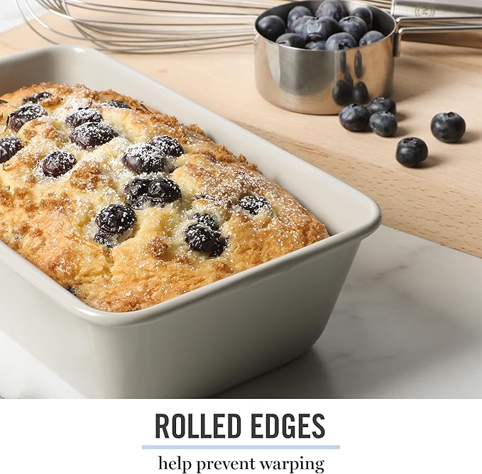 Martha Stewart Gallen 9-Inch Nonstick Carbon Steel Loaf Pan – Cool Grey, Durable Bakeware for Even Baking and Easy Release