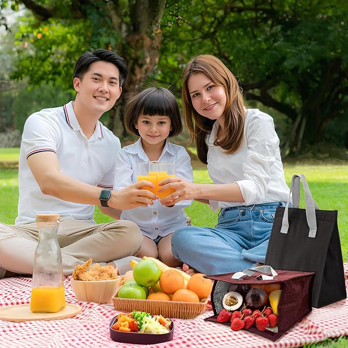 12 Pack Lunch Bag for Men & Women, Reusable Insulated Lunch Tote Bags, Waterproof Cooler Lunch Bag, Leak-Proof Portable Lunchbox with Large Capacity for School Office Picnic Travel, 4 Color