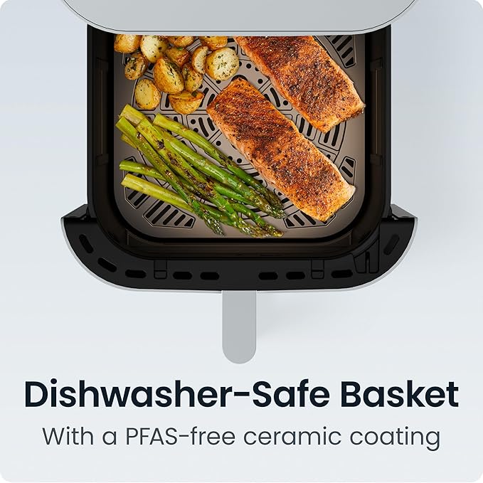 Chefman Crispinator Air Fryer 7-in-1 with 8 Qt Capacity, 450°F Max Temp & TurboFry Pro Technology for Fast, Even Results, Bake, Broil, Dehydrate, Viewing Window, Nonstick Ceramic-Coated Basket