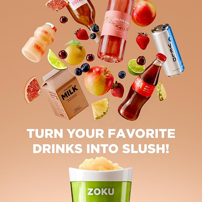 ZOKU Jumbo Slush and Shake Maker, Compact Make and Serve Cup with Freezer Core Creates Single-Serving Smoothies, Slushies and Milkshakes in Minutes, BPA-Free, Red