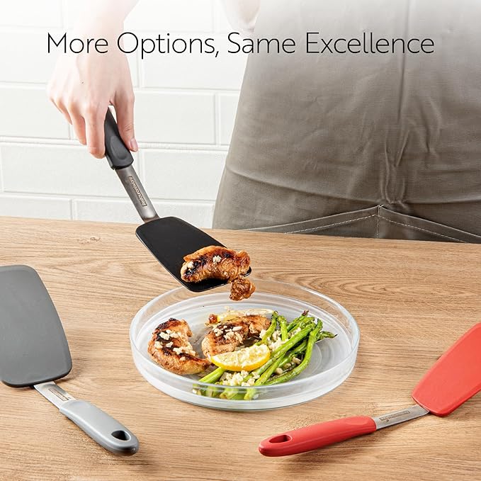 Restaurantware Comfy Grip Silicone Turner 1 Durable Cooking Turner - Stainless Steel Body Rubber Handle With Hole Turquoise Silicone Flipper Spatula Tolerates Up To 446F Dishwashable