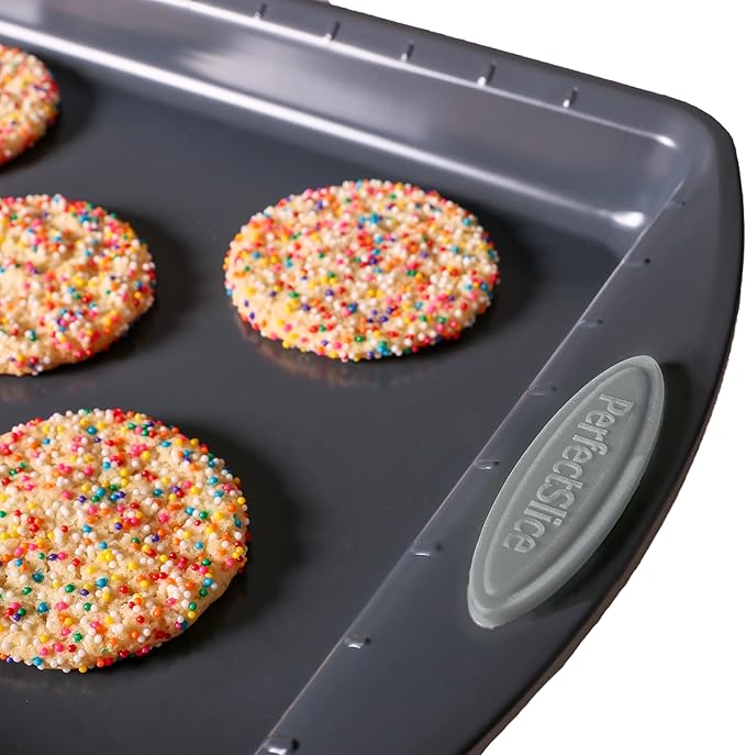 BergHOFF 11Pc Perfect Slice Bakeware Set, Covered Rectangle Cake Pan, Cookie Sheets, Muffin Pan, Loaf Pan, Round, Square and Rectangle Cake Pans, Slicer, Silver & Silver