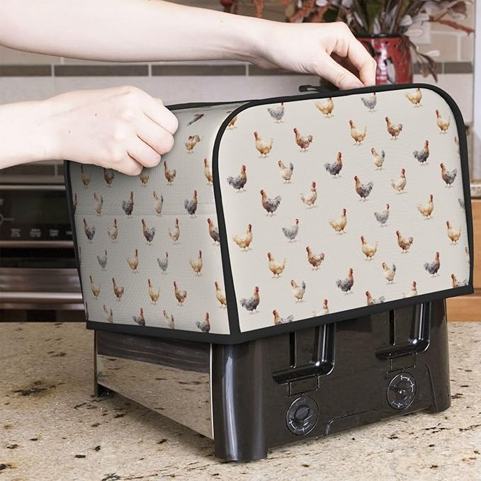 Toaster Cover 4 Slice Chicken Pattern Kitchen Small Appliance Covers with Pockets Dust and Fingerprint Protection