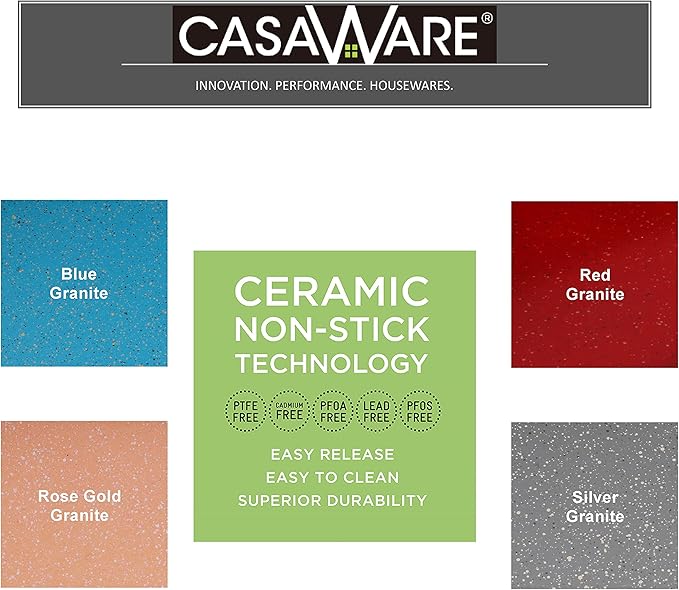 casaWare Fluted Cake Pan 9.5-inch (10-Cup) Ceramic Coated NonStick (Red Granite)