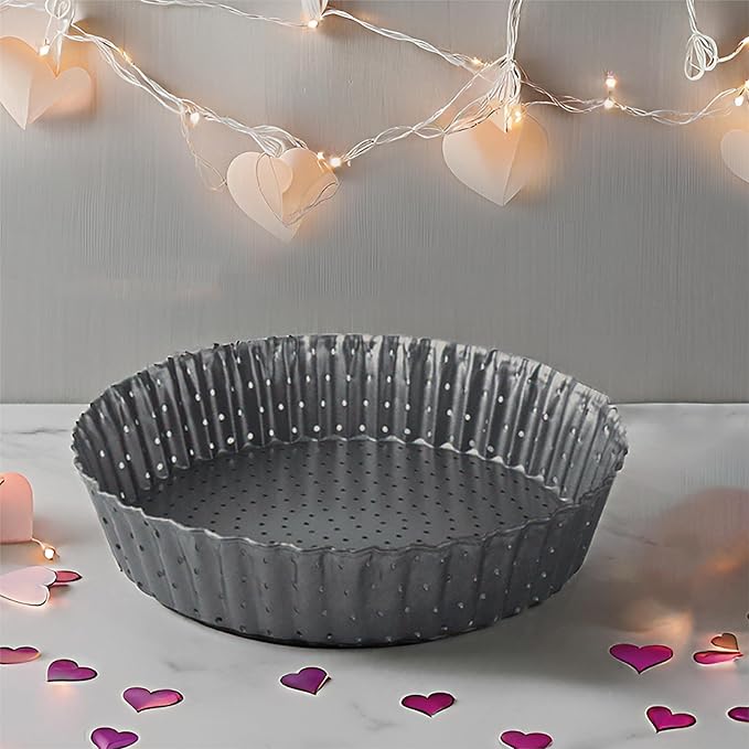 Set of 3 Deep Dish Pie Pan with Removable Bottom - Fluted Carbon Steel Tart Pan for Quiche Lorraine & Pies - Crispy Crust Baking Dish for Home Bakers - 7.87, 9.44 and 11 inches