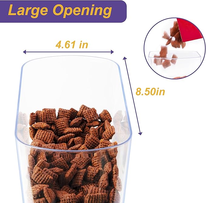 Cereal Dispenser Countertop, Dry Food Dispenser Snack Organizer, Slim Cereal Containers Storage Dispenser with Lids for Pantry, Kitchen Organization Oatmeal Nut Granola Candy, Black, 2pcs