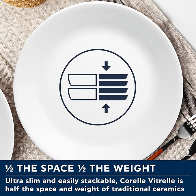Corelle Dinnerware Set (4pc Set, Mystic Gray)-Set for 4 | Includes 4 x Side Plates | 80% Recycled Glass | 3 X More Durable, Half the Space & Weight of Traditional Ceramic