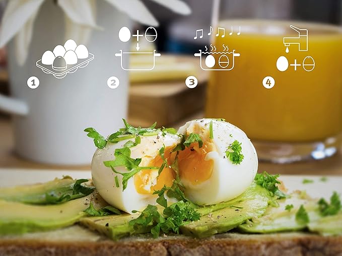 BrainStream 80s BeepEgg - Retro-Style Boiling Timer with Musical Alerts - Ensures Soft, Medium, Hard-Boiled Eggs, Works with Any Egg Size - Fun 80s Tunes for Precise Cooking, Made in Germany