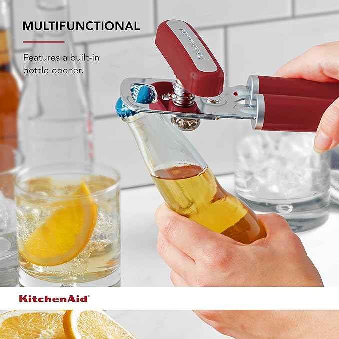 KitchenAid Classic Multifunction Can Opener and Bottle Opener Easy to Use,Razor Sharp Stainless Steel Cutting Wheel,Soft Ergonomic Handles,Empire Red,(Pack of 12)