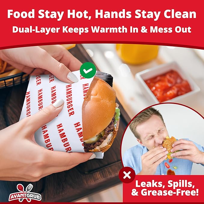 Retro, Grease Proof Burger Wrappers 200 Pk. Great BPA Free Cookout Supply. Pro Quality Bulk Hamburger Bags Are Large and Insulated. Allergen Friendly BBQ Foil Paper Perfect For Baseball Themed Party.