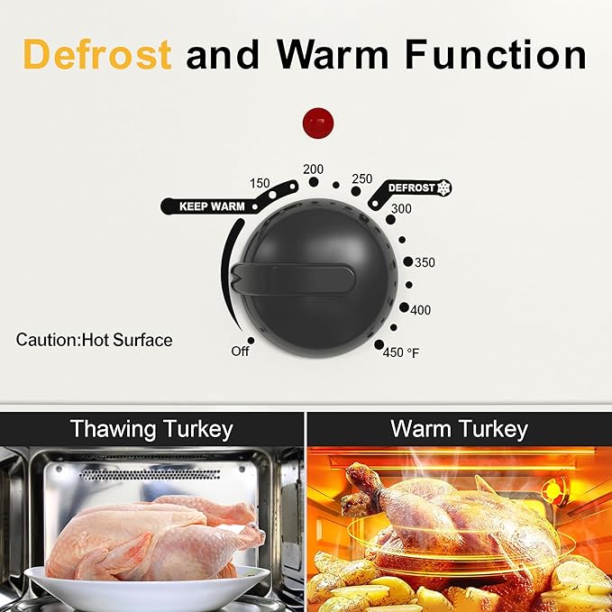 22QT Electric Roaster Oven, Electric Turkey Roaster with Viewing & Self-basting Lid, Stainless Steel Turkey Roaster Oven, White