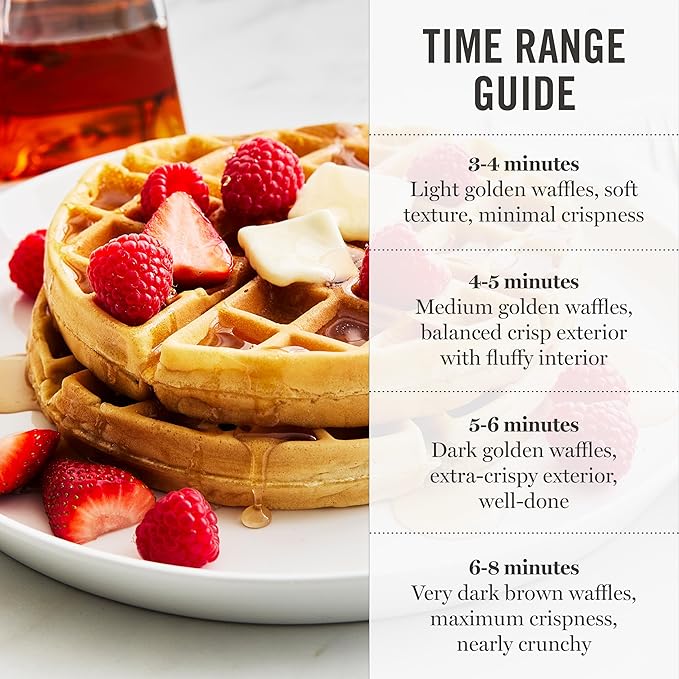Martha Stewart Rotating Waffle Maker, 180° Flip Iron with PFAS-Free Nonstick Plates, Adjustable Timer, Ready Light, Drip Tray, Space Saving, Classic Round 7”, Easy to Clean, Stainless Steel, Linen