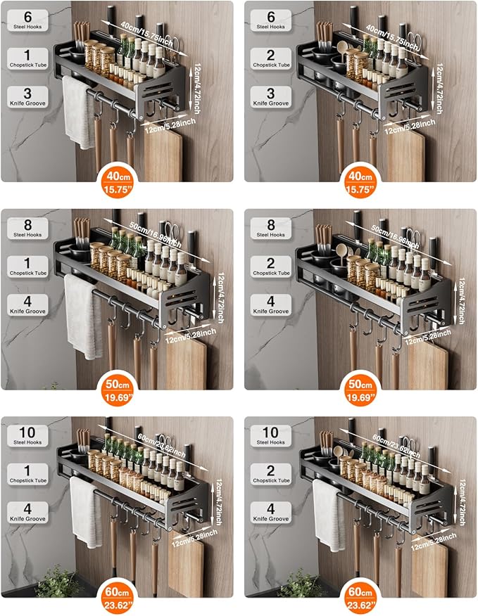 utensil hanger, wall mounted kitchen rail with hooks, waterproof hooks for kitchen utensils, easy installation without drilling (19.7 inches, Cup, 1)