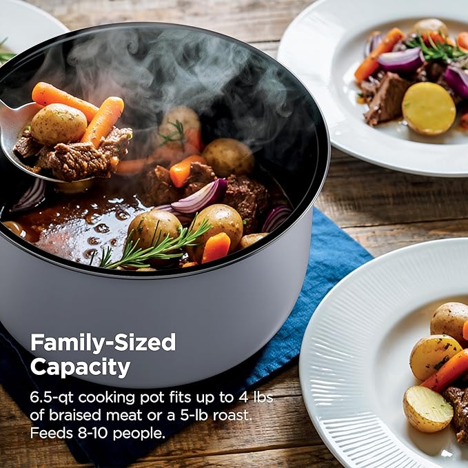 Ninja HyperHeat 9-in-1 6.5-qt Pressure Cooker | Steams, Slow Cooks, Sears, Sautés, Sous Vide, Yogurt & More | With SimpliServe Pot | Powerful 1200-Watt | White | PC201WH