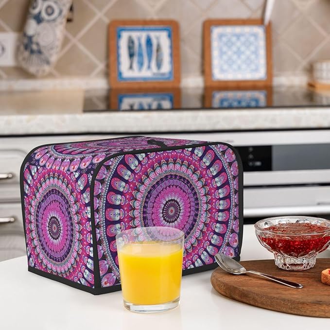 Bohemian Mandala Floral Toaster Cover 2 Slice, Cute Country Bread Machine Cover, Washable Toaster Kitchen Small Appliance Cover Stain Resistant,with Top Handle