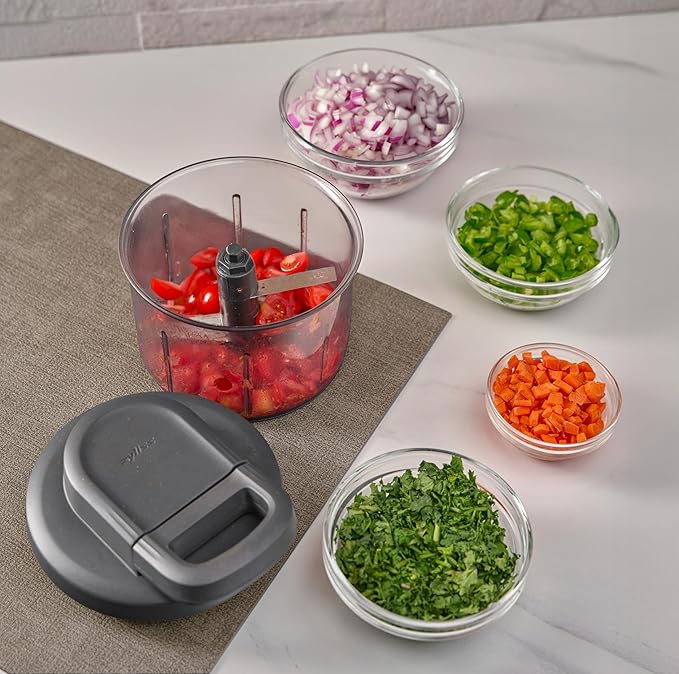 Zyliss Easy Pull Food Chopper and Manual Food Processor - Hand-Held Slicer & Dicer for Fruits & Vegetables - Easy Pull Manual Food Chopper - Cooking Gadgets & Kitchen Essentials - Easy Pull 3.0
