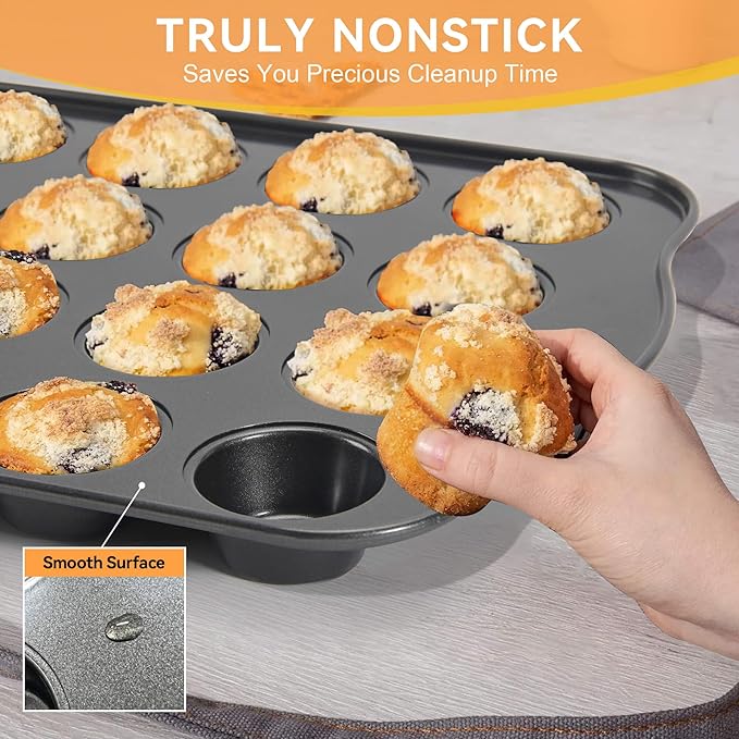 Cupcake Pan Nonstick 2 Pack (Grey, Mini 24 cup)