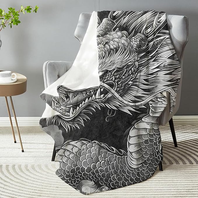 Majestic Dragon Plush Throw Blanket - Soft, Comfy, Lightweight, Warm, and Fuzzy - Ideal Gift for Men and Boys - Perfect for Couch, Bedroom, Travel, Bed - 50x60 inches