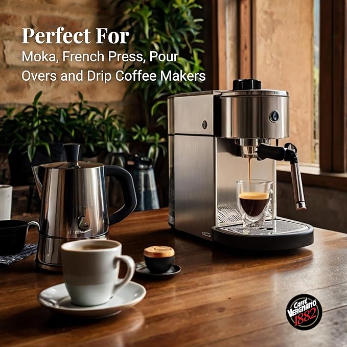 Caffe Vergnano Whole Bean Coffee Medium Roast Espresso 3.3 lb (Pack of 3) - Use in Standard Coffee Machine, Moka Pot, Italian Coffee Maker - Arabica Robusta Chocolate & Caramel Notes For Morning Brew