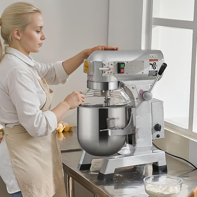 VEVOR Commercial Food Mixer 20Qt, Commercial Mixer with 3 Adjustable Speeds, 1100W Dough Mixer,Commercial Stand Mixer with Stainless Steel Bowl