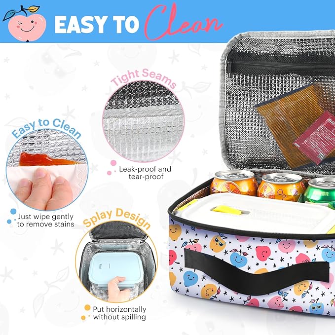 Lunch Box Kids, Insulated Lunch Bag for Women Men, Cooler Reusable Cute Lunch Containers for Boy & Girls, Adults Leak Proof Large Lunch Tote Bags for School, Work, Travel, Picnic Outdoor and Beach