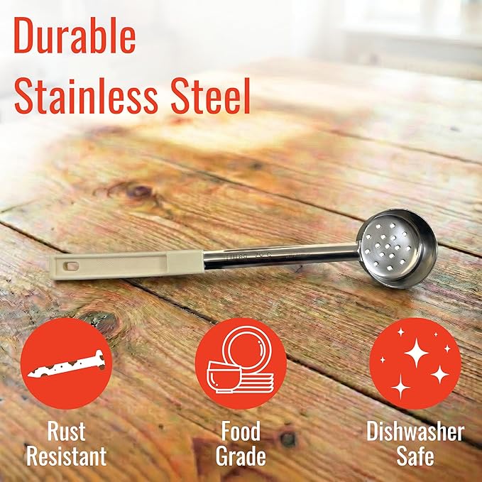 3 Ounce Slotted Stainless Steel Portion Control Ladle Spoon for Measuring and Serving; Commercial Grade Serving Scoops [Pack of 12]
