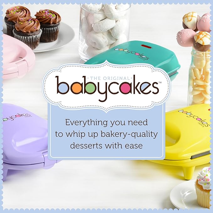 Babycakes 3-in-1 Removable Plate Treat Maker - Baking Gadgets for Cake Pops, Cupcakes & Donuts - Mini Kitchen Appliance & Baking Tool - Gift for Bakers - Includes Non-Stick Baking Plates
