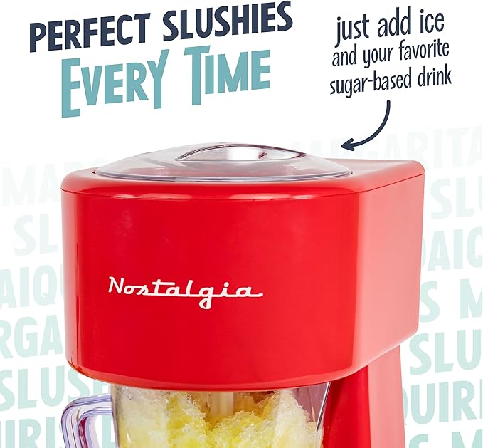 Nostalgia Retro 40-Ounce Frozen Beverage Station - Slushie Machine and Ice Shaver with Automatic Mixing for Soda, Cocktails and Margaritas - Easy & Safe Use - Red