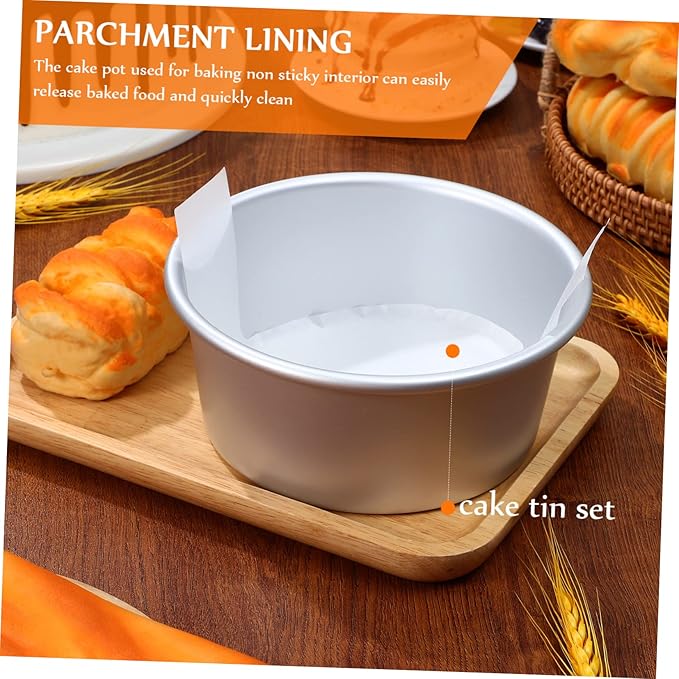 SHOWERORO 1set Baking Set Round Cake Molds Parchment Liners Easy Demold Cake Tin Set Multi-functional for Cheesecakes Mousses