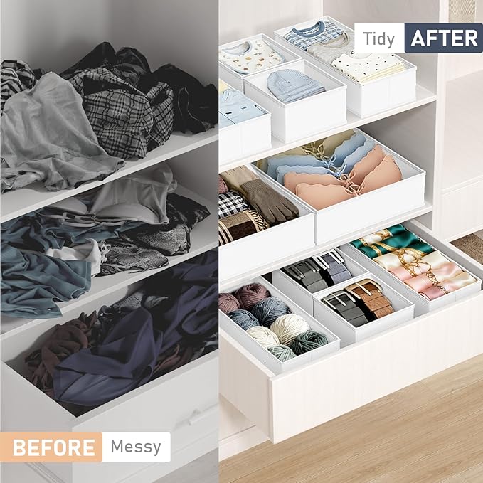 DIMJ Drawer Organizer Clothes- 26 Pack Baby Dresser Organizer for Nursery, Small Fabric Closet Drawer Organizer Bins for Underwears Socks, Foldable Storage Dividers Organization for Bedroom