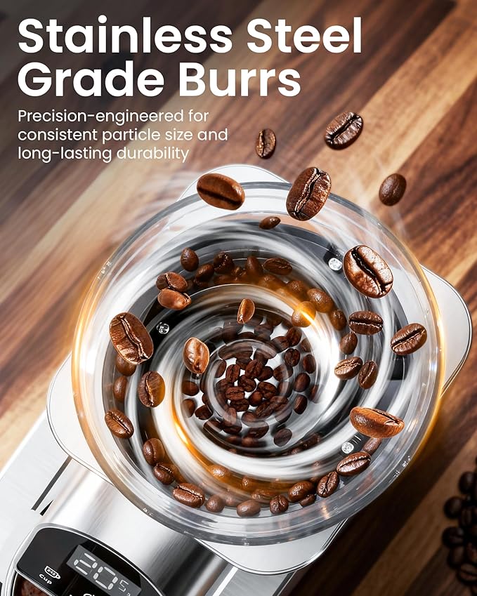 olayks Conical Burr Coffee Grinder Electric Coffee Bean Grinder with 48 Precise Settings, Anti-Static Coffee Grinders for Home Use, Adjustable Conical Burr Mill for Espersso/Drip/French Press
