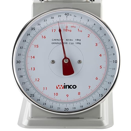 Winco 40-Pound/18.18kg Scale with 8-Inch Dial, Medium, White, Steel