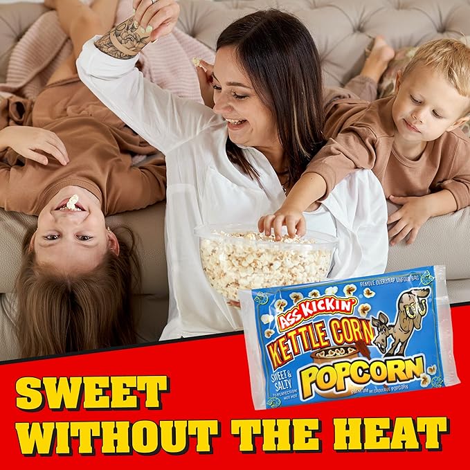 KICKIN’ Kettle Corn Microwave Popcorn - 6 Pack - Ultimate Sweet Gourmet Gift - Try if you dare!