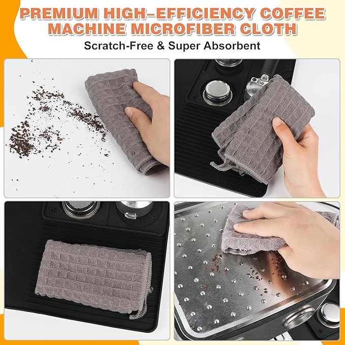 4-in-1 Silicone Coffee Maker Mat for Ninja Luxe ES601 ES701 23"x15" Coffee Bar Mat Top Mat Espresso Tamping Mat Microfiber Cloths Anti-Slip Heat-Resistant Waterproof