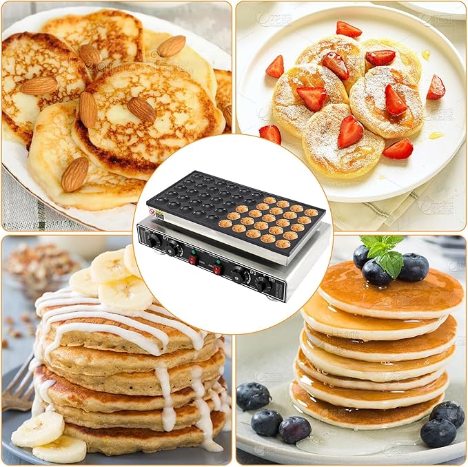 50 Pcs Mini Pancakes Maker Machine, 1800W Electric Nonstick Mini Pancake Maker with Temp & Time Control, Stainless Steel, Perfect for Home or Commercial Use