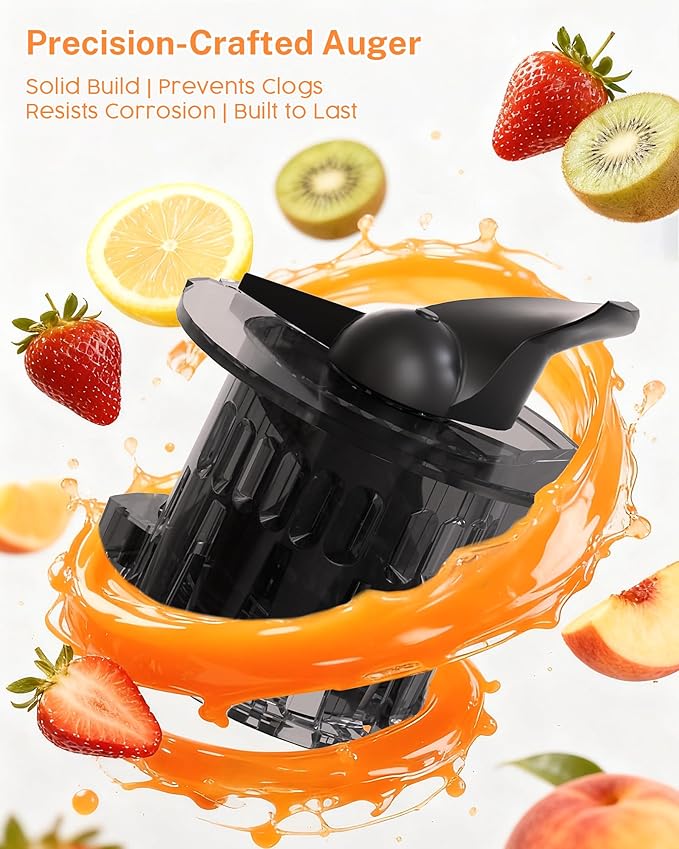 Kndko Cold Press Juicer with 4.35" Wide Feed Chute, Slow Masticating Machine Fit Whole Fruits & Vegetables, High Juice Yield, Stainless Steel Juicer Machine with Large Auger, Easy to Clean