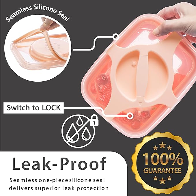 Adult Lunch Box Pack of 2 Leakproof Salad and Meal Prep 3 Cups 25.5oz Container Twistlock Lid Reusable Portable, Microwave and Dishwasher Safe BPA-Free For Work