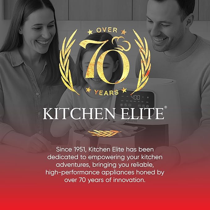 Kitchen Elite 5.5 Qt. Digital Air Fryer, Countertop Cooker with LED Screen, Presets for Air Fry, Roast, Dehydrate, Defrost and Reheat, Pink