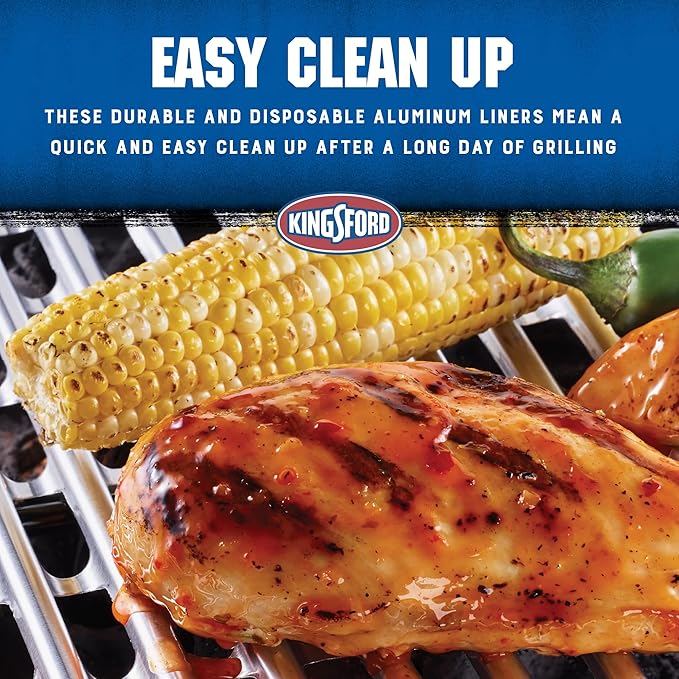 Kingsford Disposable Grill Liners, Heavy Duty Aluminum Foil Grill Toppers for Outdoor BBQ Grills, Helps Prevent Food and Sauce Falling Through Grates, 16 x 11.75 in, 4 Count - 6 Pack