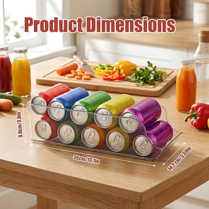 4 Pack Soda Can Organizer, Drink Organizer for Fridge, Clear Kitchen Pop Can Storage Organizer Soda Dispenser for Refrigerator Pantry