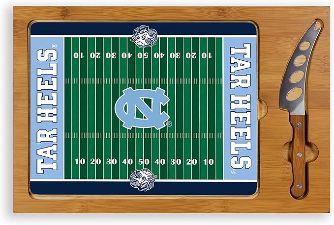 PICNIC TIME NCAA Icon Glass Top Cutting Board & Knife Set, Cheese Boards Charcuterie Boards, Serving Platter, (Parawood & Bamboo)
